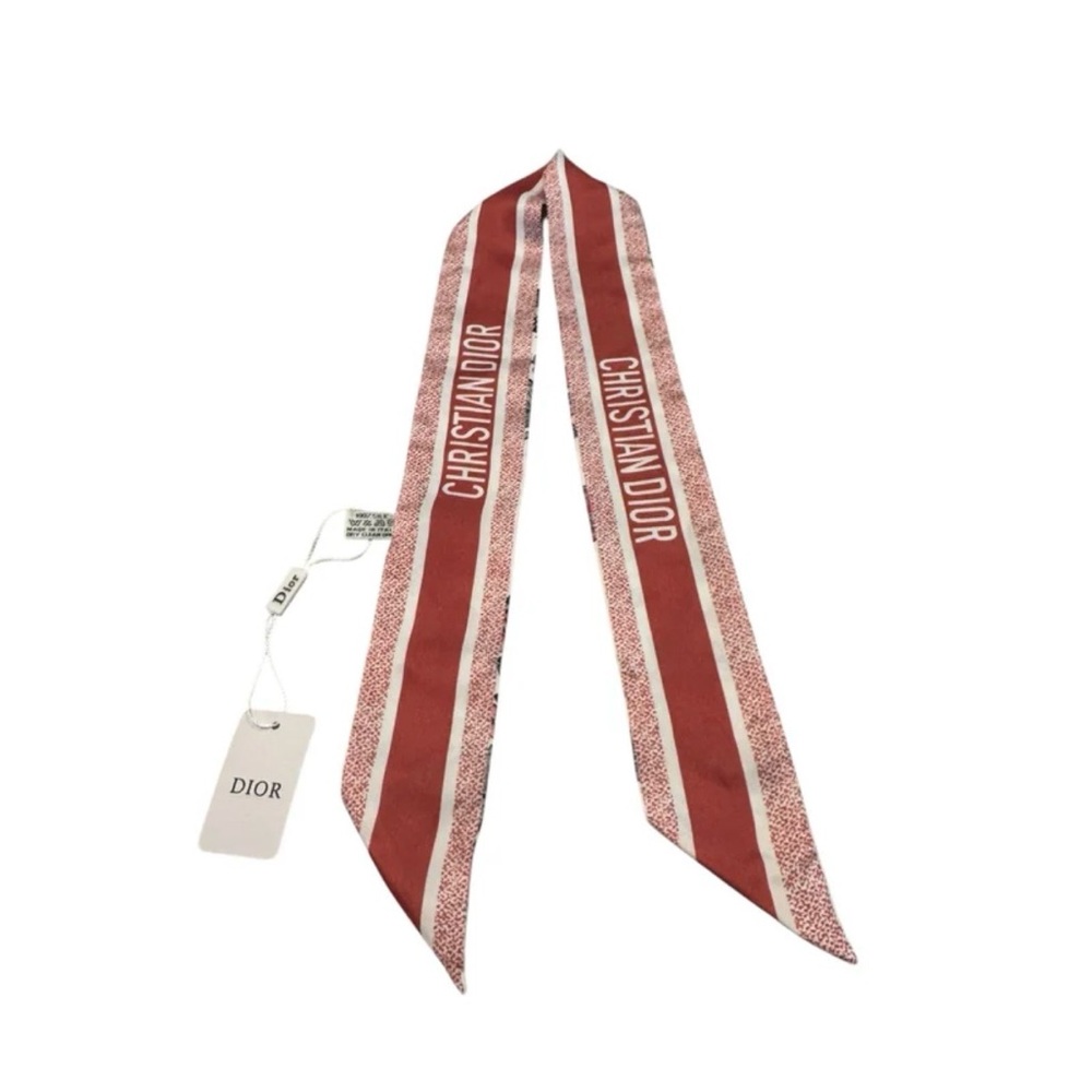 Dior Red and White Scarf